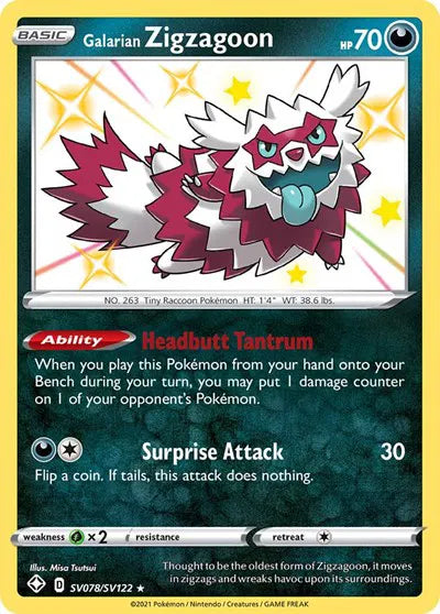 SV078/SV122 Galarian Zigzagoon - Shining Fates