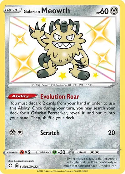 SV086/SV122 Galarian Meowth - Shining Fates