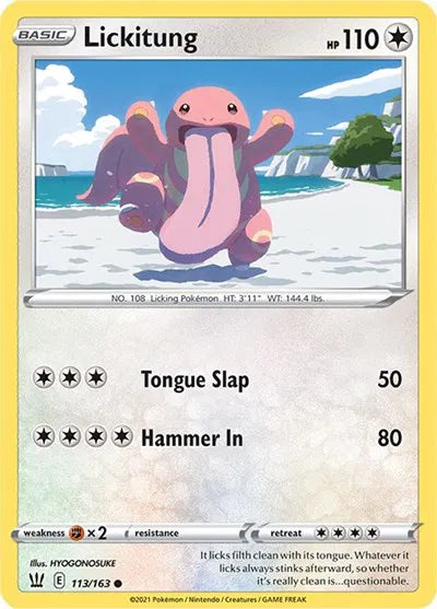 113/163 Lickitung Reverse Holo - Battle Styles