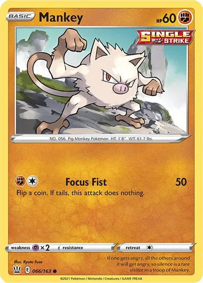 066/163 Mankey Reverse Holo - Battle Styles