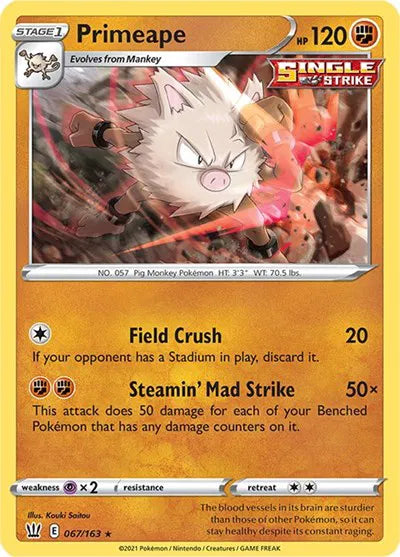 067/163 Primeape Reverse Holo - Battle Styles