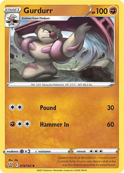 074/163 Gurdurr Reverse Holo - Battle Styles