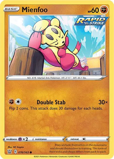 076/163 Mienfoo Reverse Holo - Battle Styles