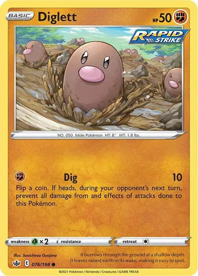 076/198 Diglett Reverse Holo - Chilling Reign