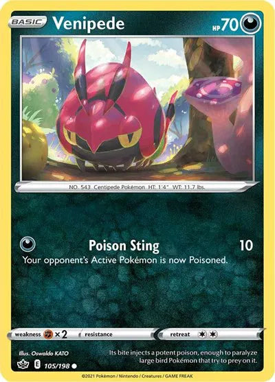105/198 Venipede Reverse Holo - Chilling Reign