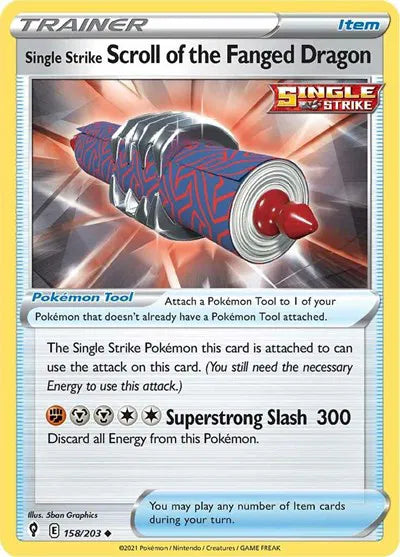 158/203 Single Strike Scroll of the Fanged Dragon Reverse Holo - Evolving Skies - Evolving Skies