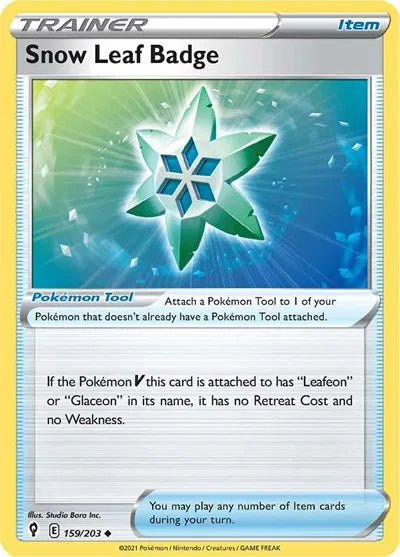 159/203 Snow Leaf Badge Reverse Holo - Evolving Skies