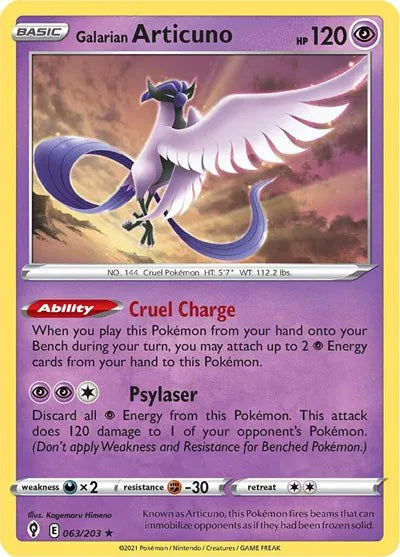 063/203 Galarian Articuno Holofoil - Evolving Skies