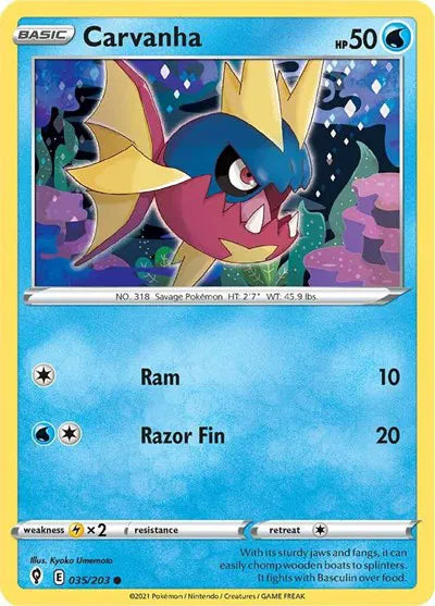 035/203 Carvanha Reverse Holo - Evolving Skies