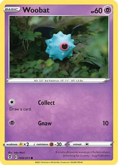 068/203 Woobat Reverse Holo - Evolving Skies