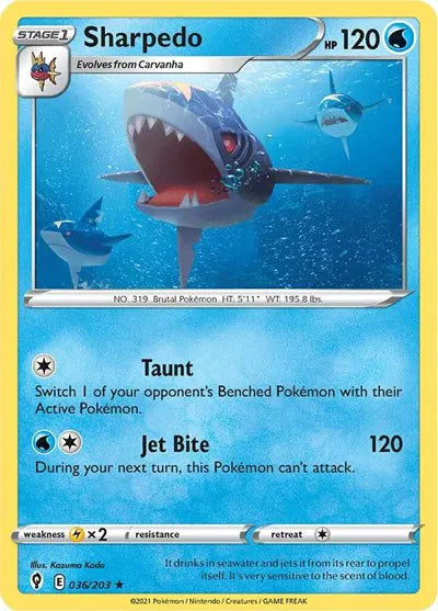 036/203 Sharpedo Reverse Holo - Evolving Skies
