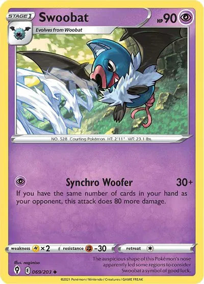 069/203 Swoobat Reverse Holo - Evolving Skies