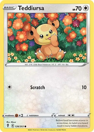 126/203 Teddiursa Reverse Holo - Evolving Skies