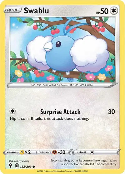 132/203 Swablu Reverse Holo - Evolving Skies