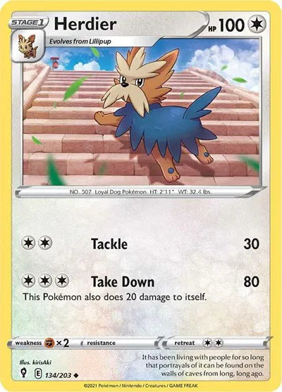 134/203 Herdier Reverse Holo - Evolving Skies