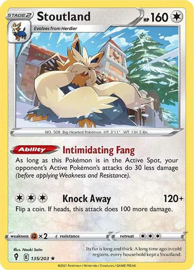 135/203 Stoutland Reverse Holo - Evolving Skies