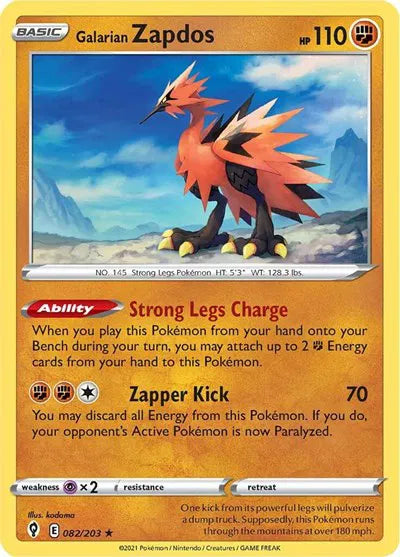 082/203 Galarian Zpados Holofoil - Evolving Skies