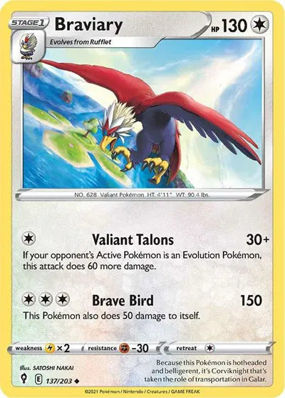 137/203 Braviary Reverse Holo - Evolving Skies
