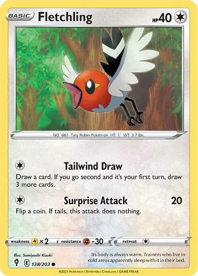 138/203 Fletchling Reverse Holo - Evolving Skies