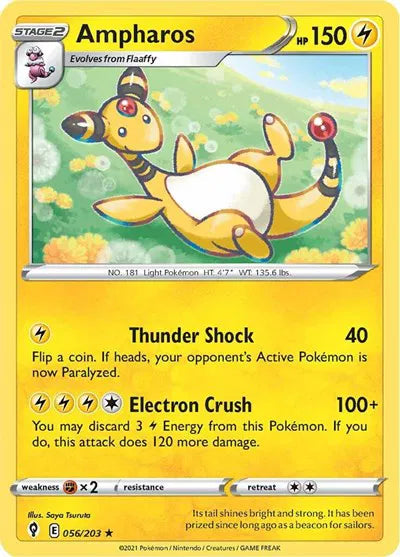 056/203 Ampharos Reverse Holo - Evolving Skies