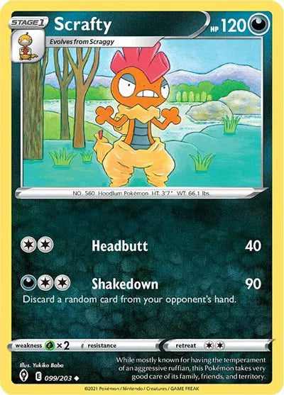099/203 Scrafty Reverse Holo - Evolving Skies