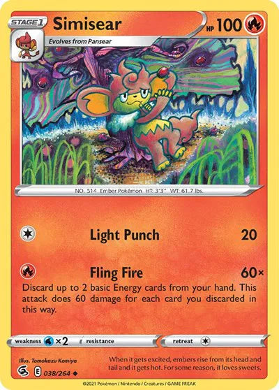 038/264 Simisear Reverse Holo - Fusion Strike