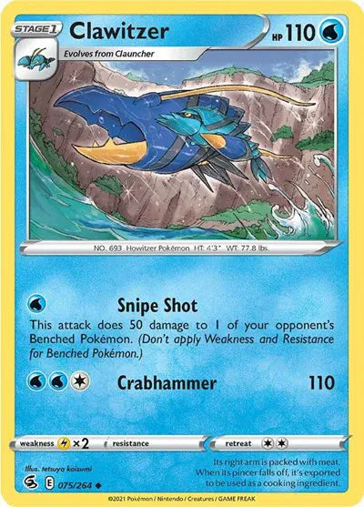 075/264 Clawitzer Reverse Holo - Fusion Strike