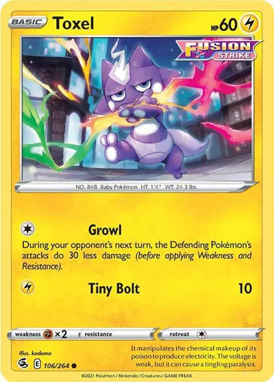 106/264 Toxel Reverse Holo - Fusion Strike