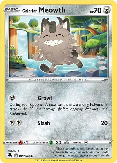 180/264 Galarian Meowth Reverse Holo - Fusion Strike