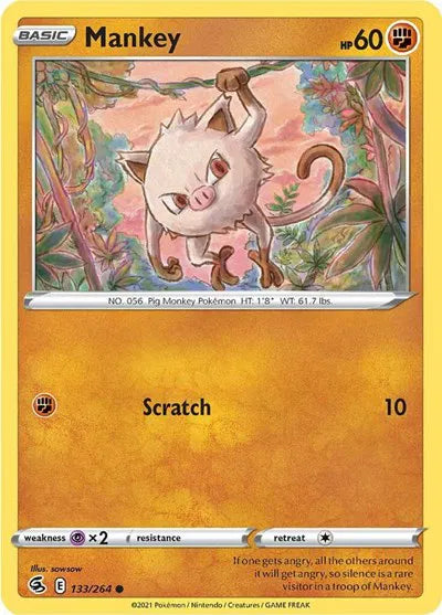 133/264 Mankey Reverse Holo - Fusion Strike