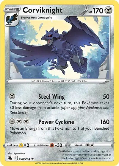 190/264 Corviknight Reverse Holo - Fusion Strike