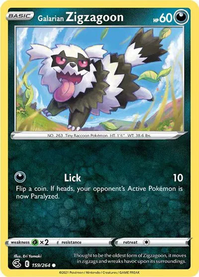 159/264 Galarian Zigzagoon Reverse Holo - Fusion Strike
