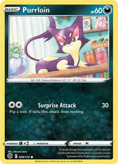 090/172 Purrloin Reverse Holo - Brilliant Stars