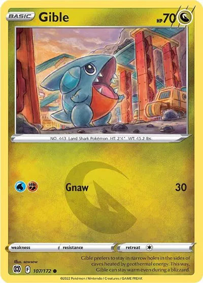 107/172 Gible Reverse Holo - Brilliant Stars