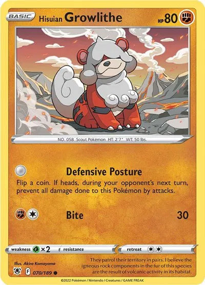 070/189 Hisuian Growlithe Reverse Holo - Astral Radiance