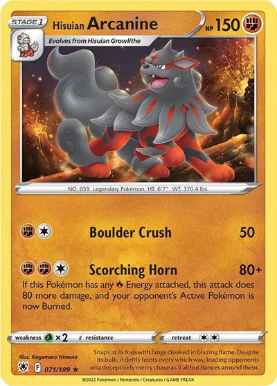 071/189 Hisuian Arcanine Reverse Holo - Astral Radiance
