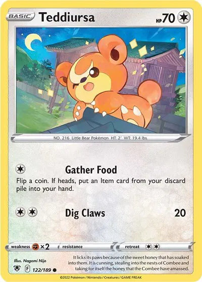 122/189 Teddiursa Reverse Holo - Astral Radiance