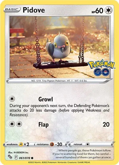 061/078 Pidove Reverse Holo - Pokemon Go