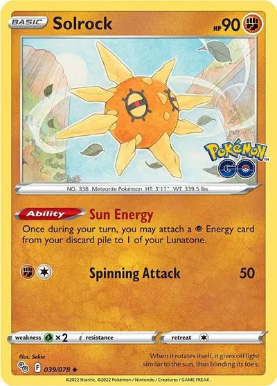 039/078 Solrock Reverse Holo - Pokemon Go