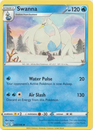 047/196 Swanna Reverse Holo - Lost Origin
