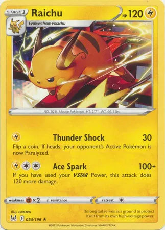 053/196 Raichu Reverse Holo - Lost Origin