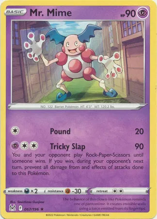 067/196 Mr. Mime Reverse Holo - Lost Origin