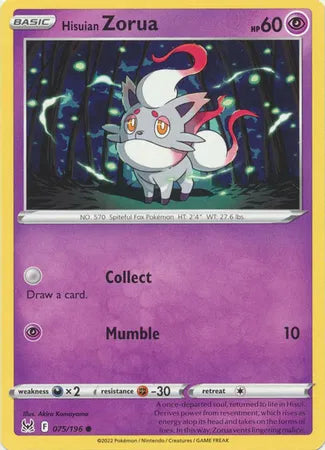 075/196 Hisuian Zorua Reverse Holo - Lost Origin