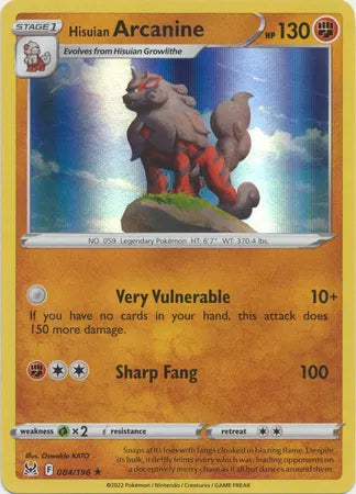 084/196 Hisuian Arcanine Holofoil - Lost Origin