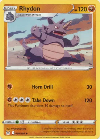 090/196 Rhydon Reverse Holo - Lost Origin