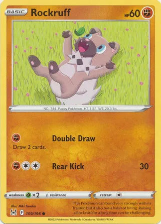 109/196 Rockruff Reverse Holo - Lost Origin
