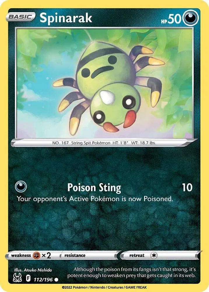 112/196 Spinarak Reverse Holo - Lost Origin