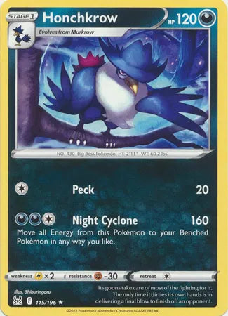 115/196 Honchkrow Reverse Holo - Lost Origin