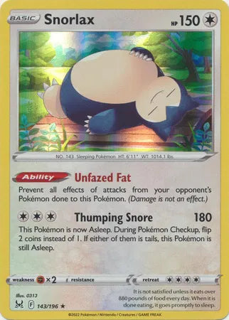 143/196 Snorlax Holofoil - Lost Origin