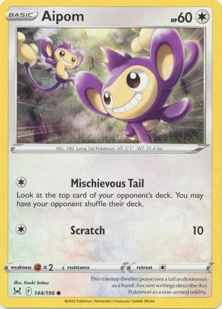 144/196 Aipom Reverse Holo - Lost Origin